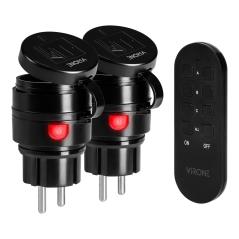 Zestaw bezprzewodowych gniazd MINI Schuko, sterowanych pilotem 2+1, 2300W, IP44