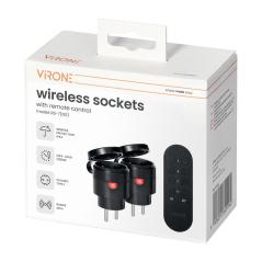 Zestaw bezprzewodowych gniazd MINI Schuko, sterowanych pilotem 2+1, 2300W, IP44