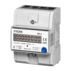 3-fazowy licznik energii elektrycznej, 80A, dodatkowy wskaźnik, wyjście impulsowe, przycisk RESET, 2 moduły, DIN TH-35mm