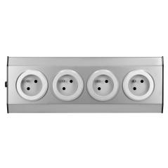 Gniazda meblowe, kuchenne montowane na rzepy 4x2P+Z INOX,