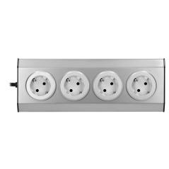 Gniazdo meblowe, kuchenne montowane na rzepy 4x2P+Z schuko, INOX z przewodem 1,5m.
