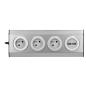 Gniazdo meblowe, kuchenne z ładowarką USB, montowane na rzepy z przewodem 1,5m - 3x2P+Z, 2xUSB, INOX z przewodem 1,5m. Gniazdo meblowe, kuchenne z ładowarką USB, montowane na rzepy z przewodem 1,5m - 3x2P+Z, 2xUSB, INOX z przewodem 1,5m.