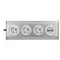 Gniazdo meblowe, kuchenne z ładowarką USB, montowane na rzepy z przewodem 1,5m - 3x2P+Z schuko, 2xUSB, INOX z przewodem 1,5m. Gniazdo meblowe, kuchenne z ładowarką USB, montowane na rzepy z przewodem 1,5m - 3x2P+Z schuko, 2xUSB, INOX z przewodem 1,5m.