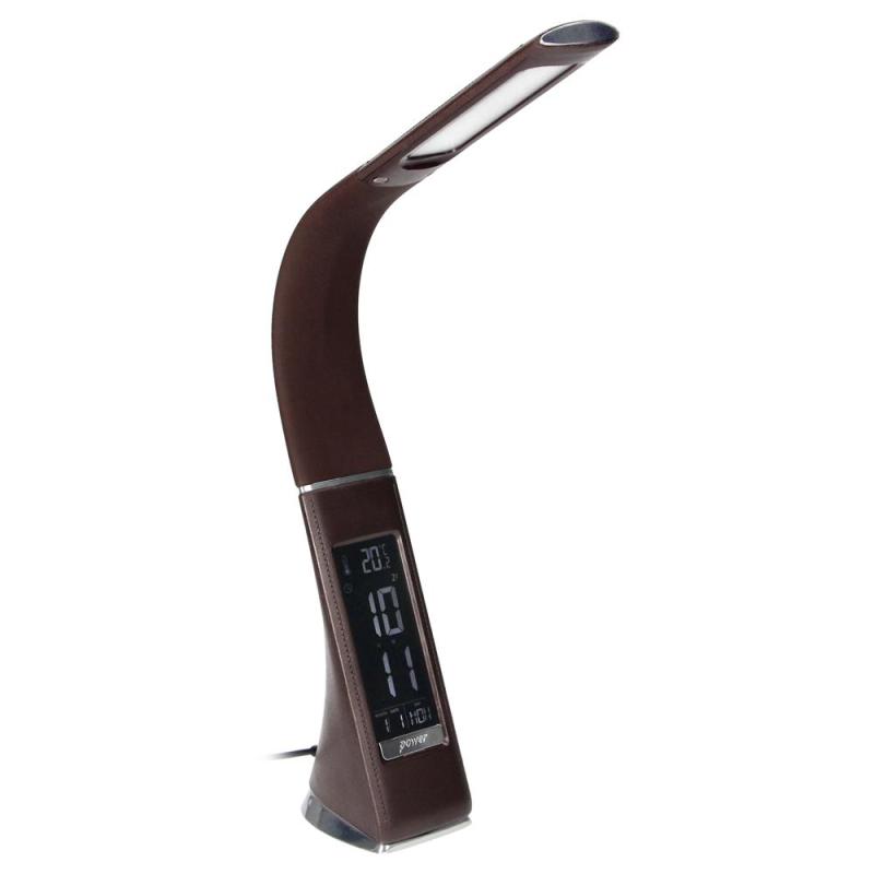 DOLOMIT LED 5W, lampka biurkowa z budzikiem, 400lm, 4000K, brązowa DOLOMIT LED 5W, lampka biurkowa z budzikiem, 400lm, 4000K, brązowa