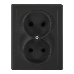 Gniazdo podwójne p/t 2x2P Malta, 16A, 250V, PT-5M, czarny mat