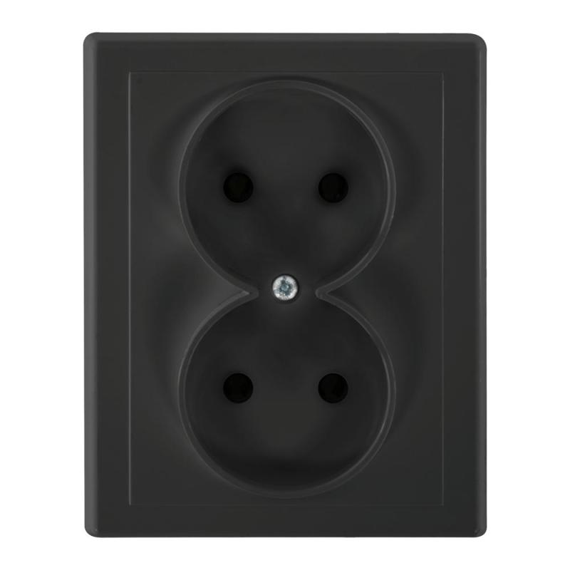 Gniazdo podwójne p/t 2x2P Malta, 16A, 250V, PT-5M, czarny mat Gniazdo podwójne p/t 2x2P Malta, 16A, 250V, PT-5M, czarny mat