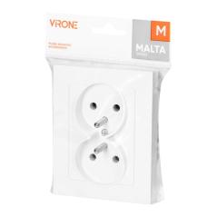 Gniazdo podwójne p/t 2x2P+Z Malta, 16A, 250V, PT-6M, biały