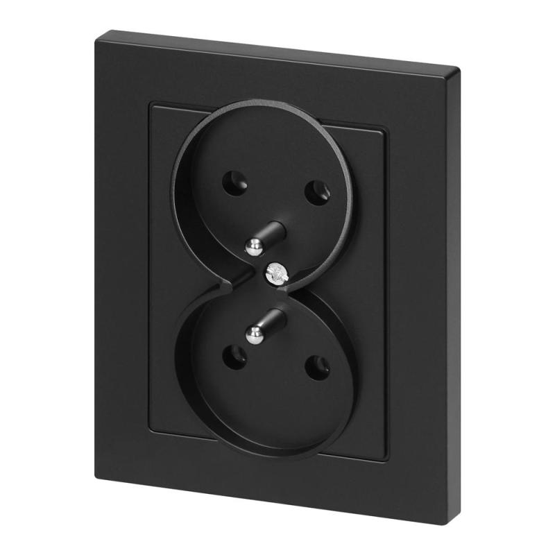 Gniazdo podwójne p/t 2x2P+Z Malta, 16A, 250V, PT-6M, czarny mat Gniazdo podwójne p/t 2x2P+Z Malta, 16A, 250V, PT-6M, czarny mat