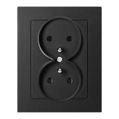 Gniazdo podwójne p/t 2x2P+Z Malta, 16A, 250V, PT-6M, czarny mat