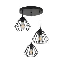 Waya 3P E27, lampa wisząca, max. 3x60W, czarna