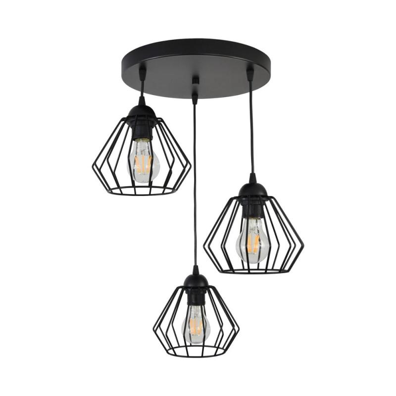 Waya 3P E27, lampa wisząca, max. 3x60W, czarna