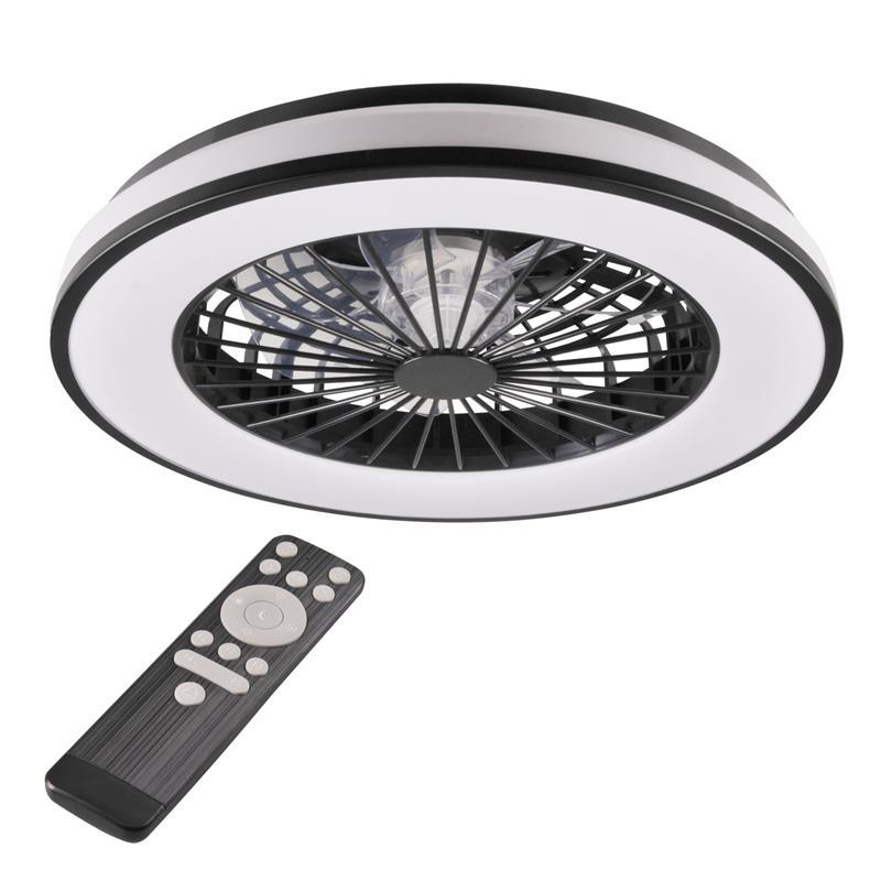 Plafoniera LED KENYA 48W 3000-6500K z wentylatorem i pilotem IP20 czarna