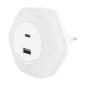 Lampka wtykowa do gniazda 230V OZIL LED 0,3W USB A+C NW 04535