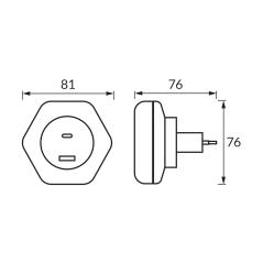 Lampka wtykowa do gniazda 230V OZIL LED 0,3W USB A+C NW 04535