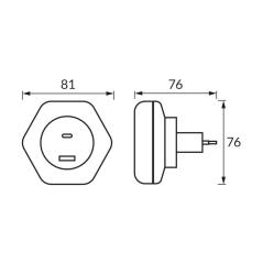 Lampka wtykowa do gniazda 230V OZIL LED 0,3W USB A+C NW 04535