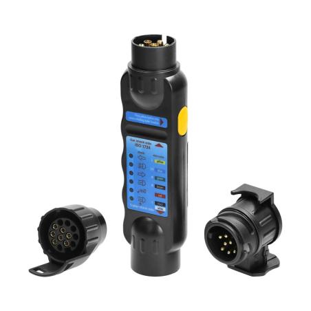 Tester gniazda przyczepy +adaptery 13/7-pin,12/24V
