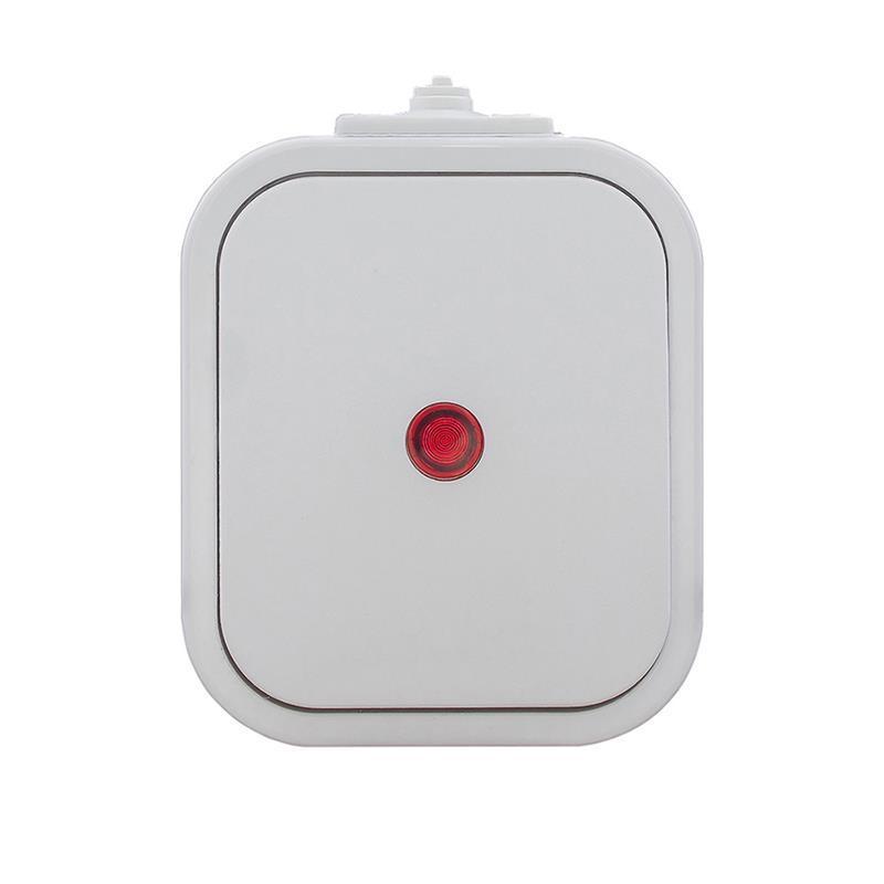 Abex B2 biały - łącznik jednobiegunowy podświetlany IP54 WNT-1B2/S