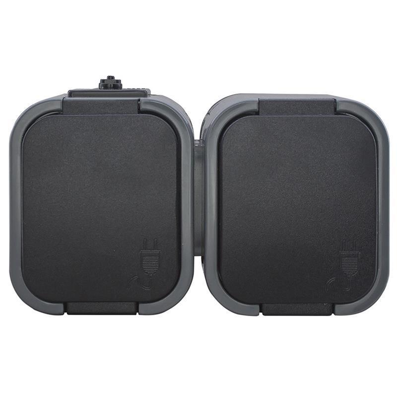 Abex B2 szary/czarny - gniazdo podwójne IP54 NT-6B2