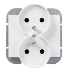 Abex Onyx biały - gniazdo podwójne (+0) do ramki PT-6OR Abex