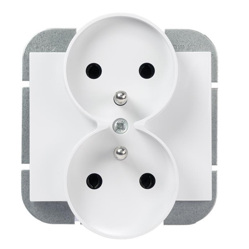 Abex Onyx biały - gniazdo podwójne (+0) do ramki PT-6OR