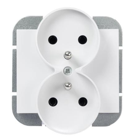 Abex Onyx biały - gniazdo podwójne (+0) do ramki PT-6OR Abex