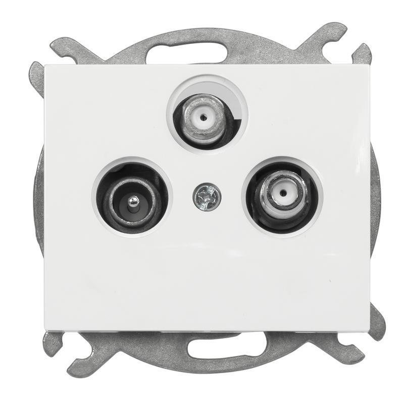 Abex Onyx biały - gniazdo antenowe satelitarne podwójne GAPS-2O